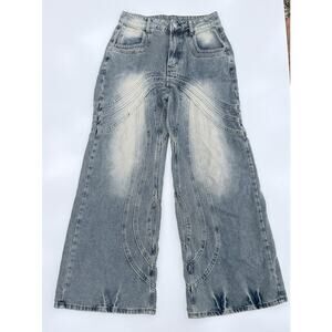 Musera Y2K Panel Stitch Wide Leg Jeans Gray High Rise Women’s Size 27